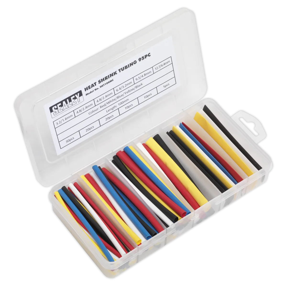 Sealey HST100MC Heat Shrink Tubing Assortment 100mm 95pc - Mixed Colours